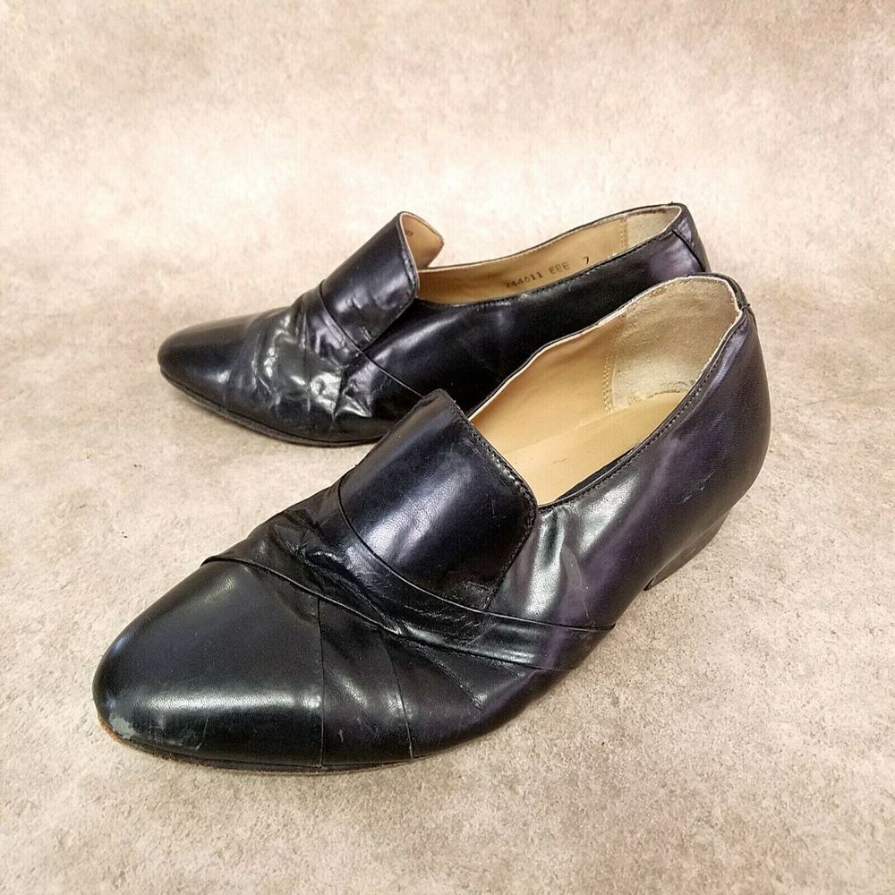 Giorgio Brutini Womens 244611 Size 7 Black Leather Slip On Loafer 2" Block Heels - Picture 8 of 10